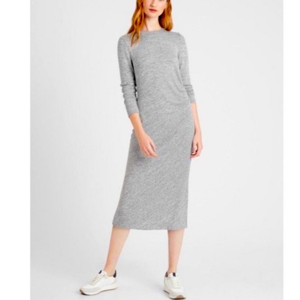 Banana Republic Luxespun Side-Ruched Dress | Heather Gray | Size Small
